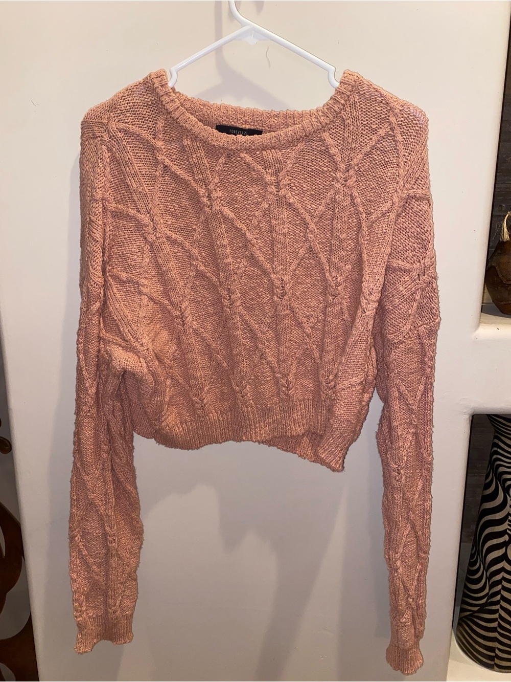 Forever 21 Dusty Pink Cable Knit Sweater